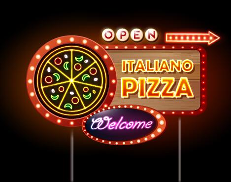 Pizza restaurants neon sign vector material 07