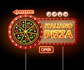 Pizza restaurants neon sign vector material 08