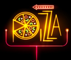 Pizza restaurants neon sign vector material 09