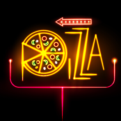 Pizza restaurants neon sign vector material 09