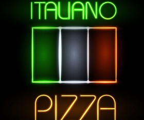 Pizza restaurants neon sign vector material 10