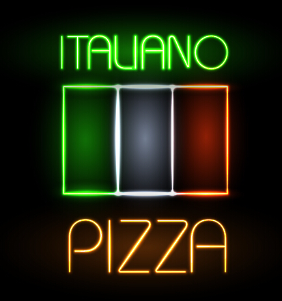 Pizza restaurants neon sign vector material 10
