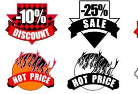 Price discount labels vectors material