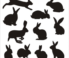 Rabbit cute silhouettes vectors