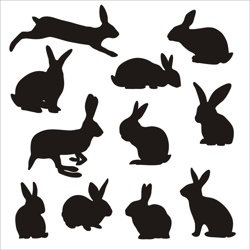 Rabbit cute silhouettes vectors free download