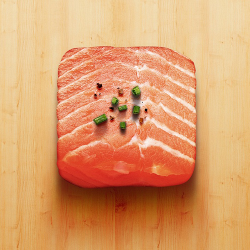 Realistic salmon meat icons PSD
