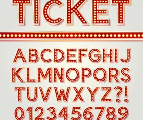 Red alphabet and number vector material