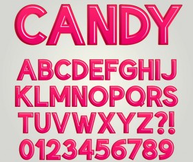 Red candy numbers and alphabets vector