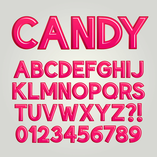 Red candy numbers and alphabets vector