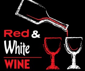 Red with white wine hand drawn background