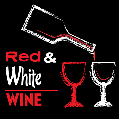 Red with white wine hand drawn background