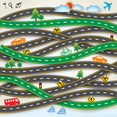 Road Traffic schematic vector template 01