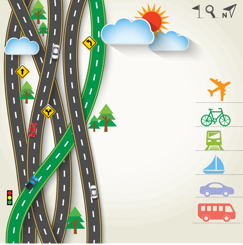 Road Traffic schematic vector template 02