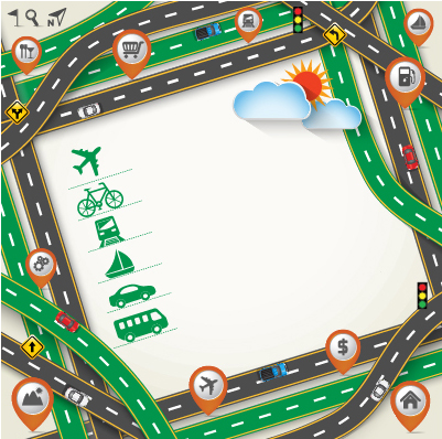 Road Traffic schematic vector template 08
