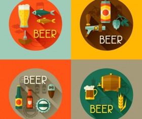 Round beer labels flat vector