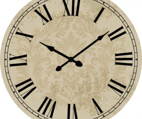 Round clock vintage styles vector material 02