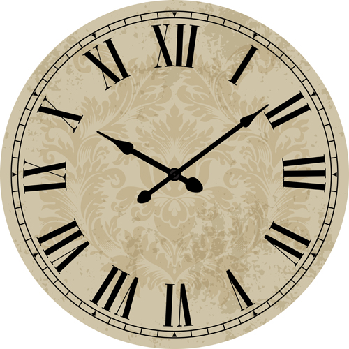 Round clock vintage styles vector material 02 free download