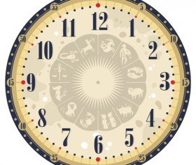 Round clock vintage styles vector material 04