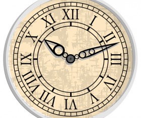 Round clock vintage styles vector material 05