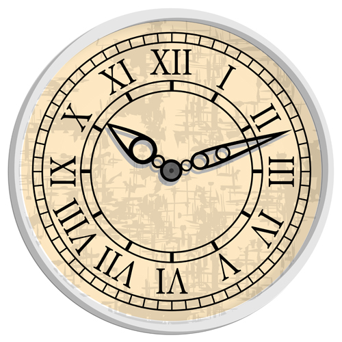Round clock vintage styles vector material 05