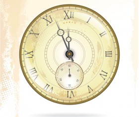Round clock vintage styles vector material 08