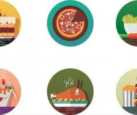 Round foods icons vector material