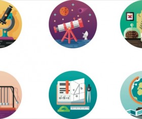 Round science icons vector set