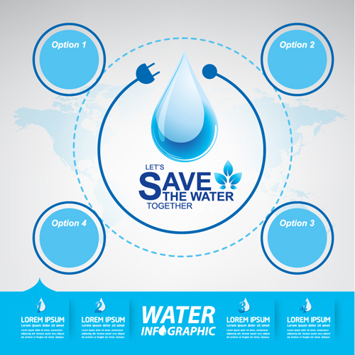 Save water infographics template vector 02