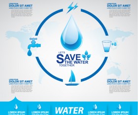 Save water infographics template vector 03