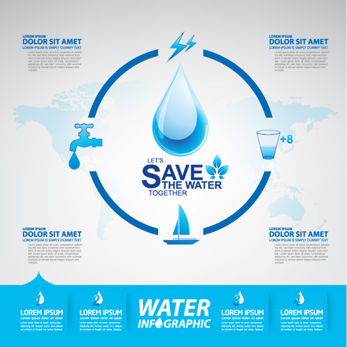 Save water infographics template vector 03