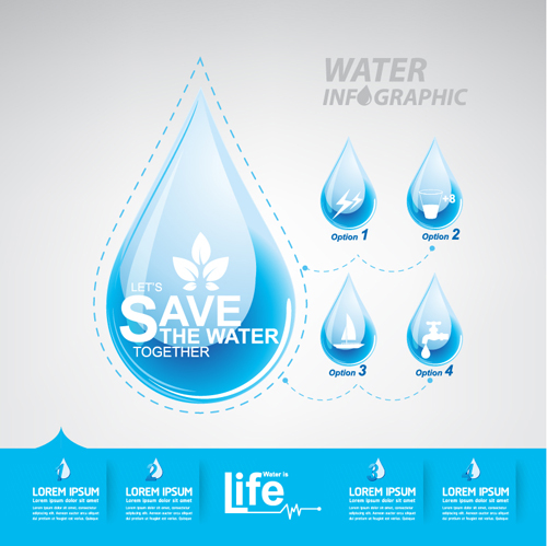 Save water infographics template vector 04