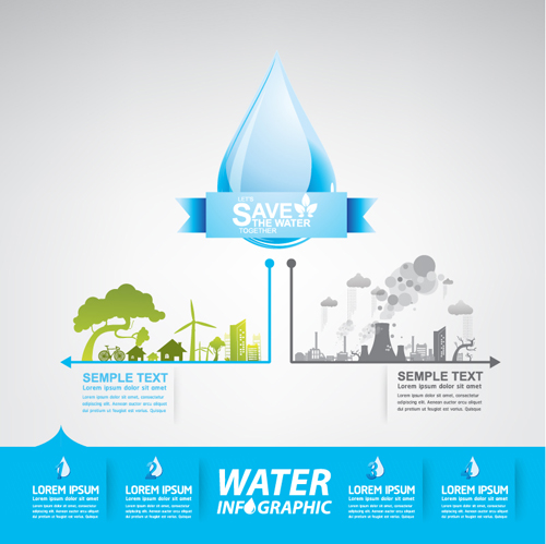 Save water infographics template vector 05