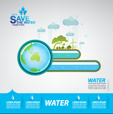 Save water infographics template vector 06