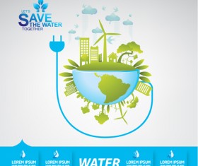 Save water infographics template vector 07