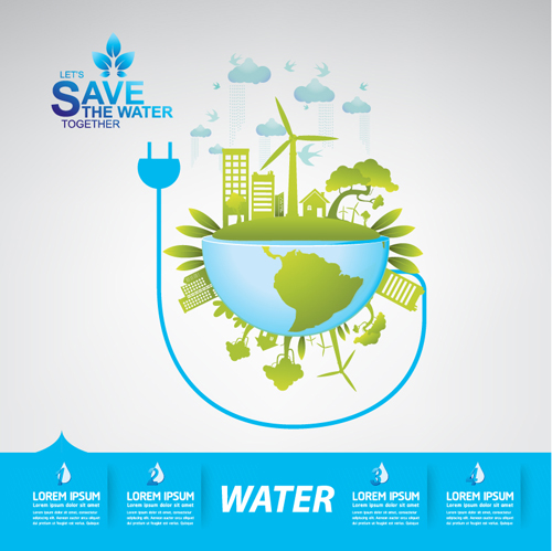 Save water infographics template vector 07