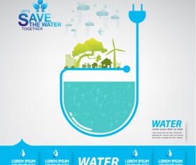 Save water infographics template vector 08
