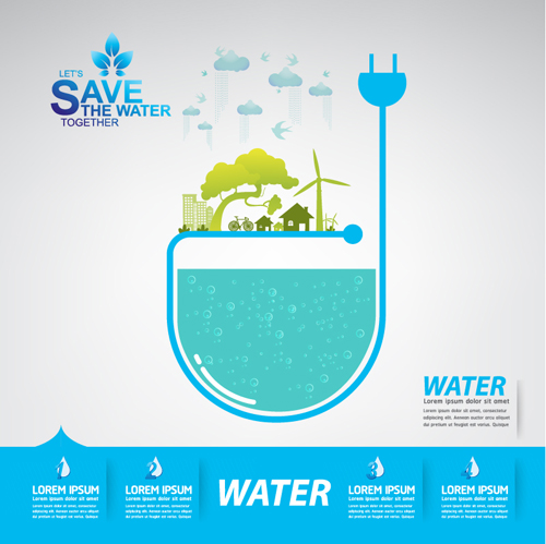 Save water infographics template vector 08
