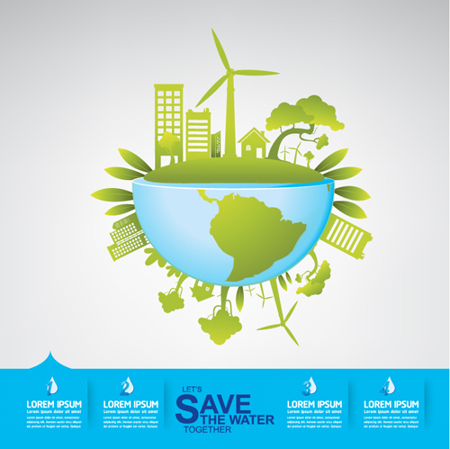 Save water infographics template vector 09