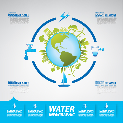 Save water infographics template vector 10
