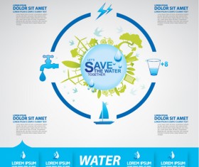 Save water infographics template vector 12