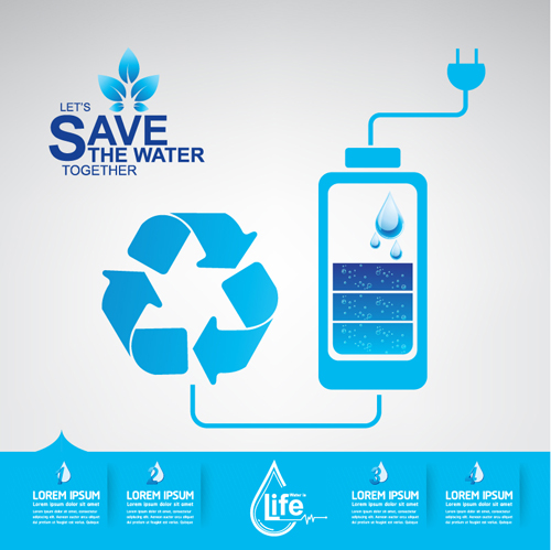 Save water infographics template vector 13