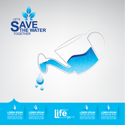 Save water infographics template vector 14