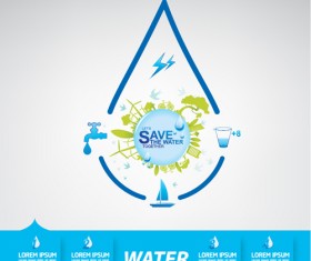Save water infographics template vector 15