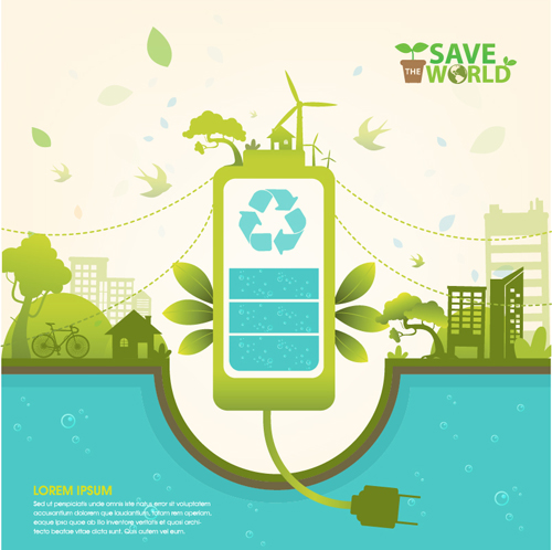 Save world Eco infographics template vector 01