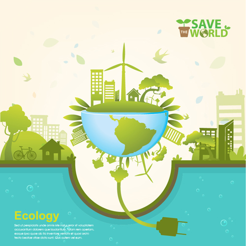 Save world Eco infographics template vector 03