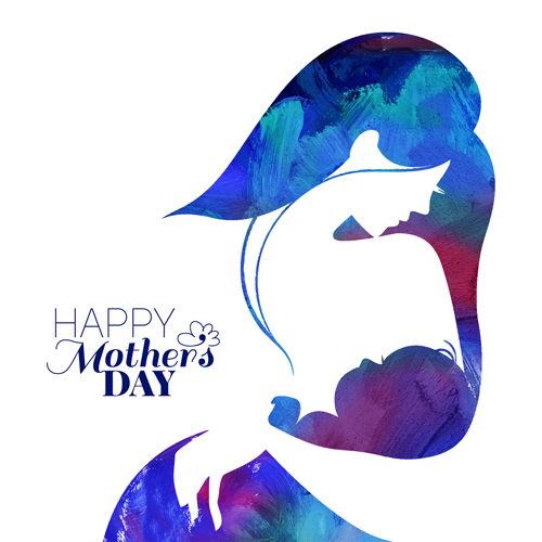 Set of happy mother's day art background vector 02