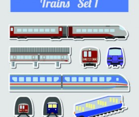 Set of transportation stickers vector material 01