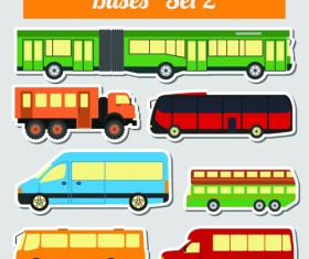 Set of transportation stickers vector material 02