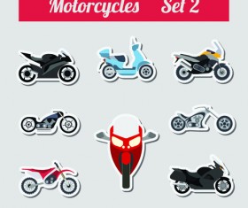 Set of transportation stickers vector material 08