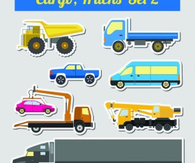 Set of transportation stickers vector material 11